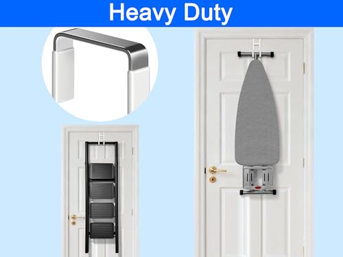 Over the Door Twin Metal Hooks with Plastic Coating 1 Year Returnless Refund 5.5" Fit 0.5" to 1 3/8" Door 2 Sets Heavy Duty Towel Robe Rack Wreath Bathroom Shower Hanger Shoe Organizer Ironing Board - color: C: WT 5.5" fit 0.5" to 1 3/8" door twin 2sets