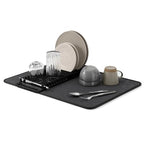 Umbra Udry Dish Rack and Microfiber Drying Mat – Space-Saving Design Folds Up for Easy Storage, Basic Rack, Black - color: Black, style: Basic Rack