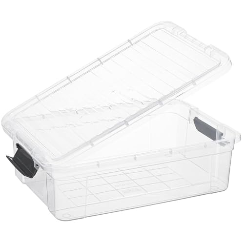 Superio 13.7 Qt Clear Plastic Storage Bins with Lids and Latches, Organizing Containers, Stackable Plastic Bin for Home, Garage, School, and Office - size: 17.5" x 12" x 5.25"