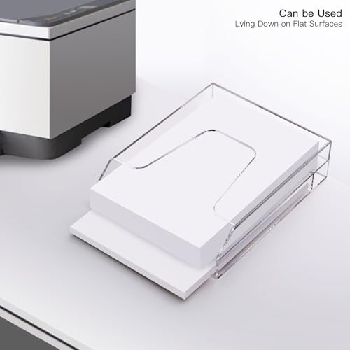 YUXUN Acrylic File Folder Holder, Vertical File Storage, Clear Desktop Organizer, 2 Pockets - size: 2 Staggered