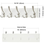 SKOLOO Creations White Solid Wood Wall Mounted Coat Rack, 5 Hooks, 16-7/8" Long - Kitchen, Mudroom, Entryway, Bathroom - Includes Mounting Hardware, Wall Coat Hanger, Towel Rack - color: Matte White Plates & Nickel Hook, size: 1 Item-5 Hooks