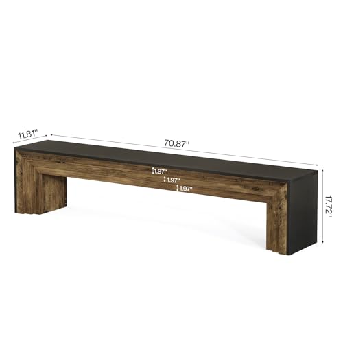 Tribesigns 71'' Extra Long Shoe Storage Bench,Mid-Century Modern Entryway Bench,Indoor Wooden End of Bed Bench for Hallway,Bedroom,Living Room (Black) - color: Black