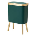 Procade Trash Can with Lid,Small Bathroom Garbage Can with Lid, Plastic Trash Can with Push Button,Narrow Waste Basket for Bedroom,Living Room, Toilet,Office,Kitchen,4 Gal-Gold Edge - color: Green