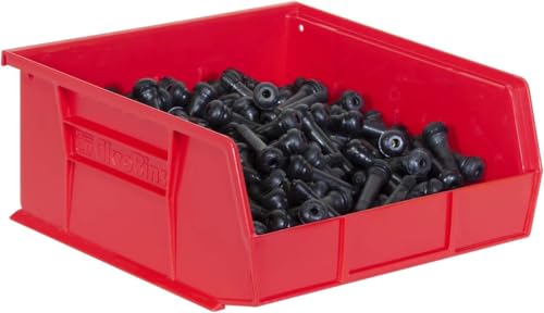 Akro-Mils 30235 AkroBins Plastic Storage Bins, Space-Saving Stackable Bins for Garage, Pantry, Craft Organization, 11" x 11" x 5", Red, 6-Pack - color: Red