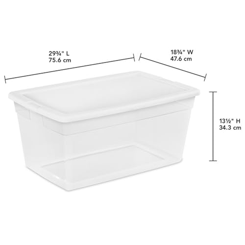 Sterilite 12-Pack 90 Quart Storage Box, Stackable Clear Plastic Bins with Snap-On Lids - Heavy-Duty Organizing Containers for Closet, Bathroom, and Office - size: 90 Quart, style: 12
