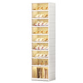 EHAMILY 9 Tier Foldable Shoe Rack Organizer for Closet 18-36Pairs Plastic Collapsible Shoe Racks Shelf Stackable Clear Folding Shoes Storage boxes for Small Spaces Narrow Shoe Storage Cabinet - size: 9 Tiers 18 Pairs