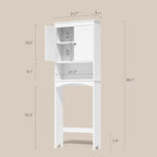 Gizoon Over the Toilet Storage Cabinet with Adjustable Shelf and Double Doors, Bathroom Space Saver Organizer Above Toilet with Open Shelf, Taller Wooden Free Standing Toilet Rack -White - color: White