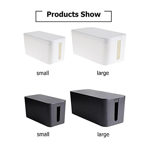 Cable Management Box,Cord Organizer Box for Home and Office System to Cover and Hide & Power Strips & Cords,Surge Protector (Small, White) - color: White, size: Small