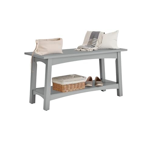 Craftsbury 36-Inch Wood Entryway Bench with Storage Shelf – Dove Gray Accent Bench for Entryway, Hallway, or Living Room – Small Space Seating with Farmhouse Charm by Alaterre Furniture - color: Grey