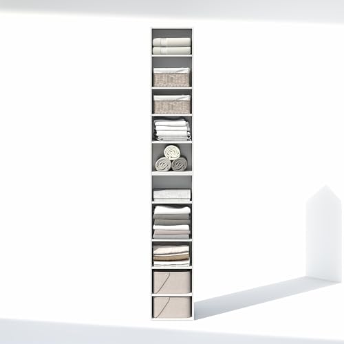 Furinno PASIR 10-Tier Closet Organizers and Storage, Open Shelf, Storage Organizer, 12-Inch Width, for Closet, Bedroom, White - color: White, size: 10-Tier; 12"W
