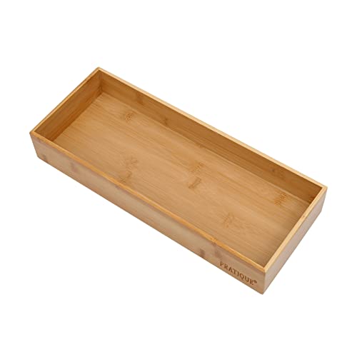PRATIQUE Bamboo Drawer Organizer - Kitchen Utensil Organizer Silverware Tray Cutlery Holder，Office Desk Supplies and Accessories (15X5.9X2.6 inch) - color: Bamboo, size: 15*5.9*2.6 inch