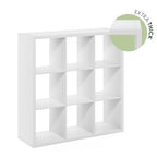 Furinno Cubicle Book Shelf, 9-Cube Bookshelf, Extra Thick Frame Reversible Tall Wide Bookcase with Open Back, 14.6 x 44 x 44, for Living Room, Bedroom, Home Office, Plain White - color: Plain White, size: 9-Cube