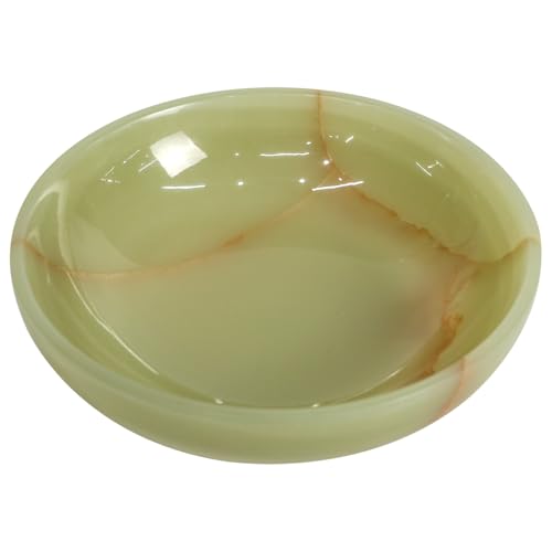 Luxury Decorative Marble Bowl for Home Decoration, Green Onyx Key Bowl for Entryway Table, Catchall for Coins, Change, Candy, Organizer Marble Tray - color: Round-Green Onyx