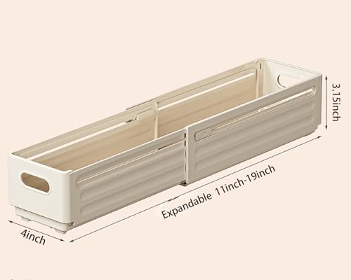 Adjustable Expandable Storage Box, Plastic Organizer and Storage Bins, Drawer Divider, Suitable for Kitchen,Refrigerator, Wardrobes, Bathroom, Office