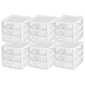 Sterilite Clearview Plastic Multipurpose Small 3 Drawer Desktop Storage Organization Unit for Home, Classrooms, or Office Spaces, White, 6 Pack - size: 6 Pack