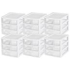 Sterilite Clearview Plastic Multipurpose Small 3 Drawer Desktop Storage Organization Unit for Home, Classrooms, or Office Spaces, White, 6 Pack - size: 6 Pack