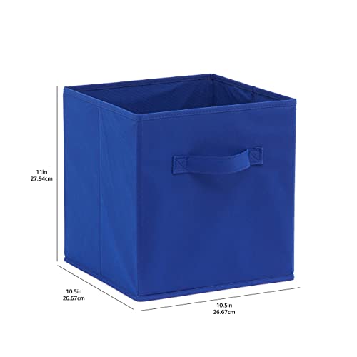 Amazon Basics Collapsible Fabric Storage Bins with Handles, Cube Organizer for Home Organization, 10.5"x10.5"x11", Navy, 6-Pack - color: Navy, size: 10.5"x10.5"x11"