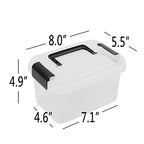Jekiyo 2.5 Quart Plastic Latching Box, Clear Bin with Black Handle, 4 Packs - size: 2.5 Quart