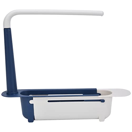 Zerodis Telescopic Sink Storage Rack, Telescopic 2in1 Sink Expandable Storage Drain Basket Towel Rack Under Sink Organizers Telescopic Sponge Soap Holder for Kitchen Sink (Blue) - color: Blue
