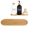 Bamboo soap Dispenser Tray, Bathroom Countertop T ray Kitchen T ray Bamboo T ray Sink Tray Dresser Jewelry Ring Dish, Comestic Holder Bathtub Organizer, Ideal for Jewelry, Cosmetics（ 24 × 8 cm） - style: Extended ellipse