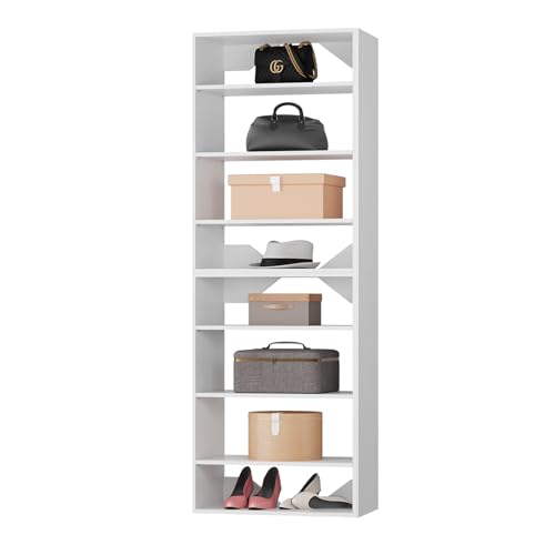 ROOMTEC Modular Closet System, 31.5" Shelf Closet Tower Wall-Mounted Closet Organizer, Wooden Tower for Walk-In Closets, Wardrobe Storage Kit, White - size: 31.5" Wide, style: Model 10