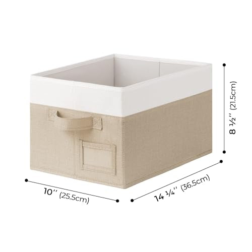 GRANNY SAYS Shelf Storage Baskets, Fabric Storage Bins for Clothes, Closet Storage Boxes with Handles, Collapsible Storage Containers for Bedroom and Living Room, Khaki&Ivory, Medium, 3-Pack - color: White&Kahki, size: Medium