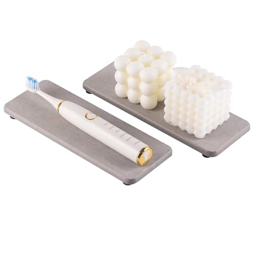 NiuYichee 2 Pcs Water Absorbing Stone Trays, Kitchen/Bathroom Sink Soap Dish, Diatomite Tray Used for Hand Soap & Cosmetic Bottles in The Modern Home, 3.15" W x 8.7" L, Gray - color: Gray, size: 8.7" x 3.15"