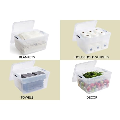 Rubbermaid Cleverstore 74 Qt Clear Storage Bins with Lids and Nesting Tray, 4-Pack, Stackable, BPA-Free, Made in USA - size: 74 Qt - 4 Pack w/ Trays