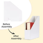EXYGLO 12 Pack White Magazine File Holder, Cardboard Magazine Rack with Label, Foldable Storage Organizer Box for Book, Documents, 9.9x3.3x12 Inches - color: White