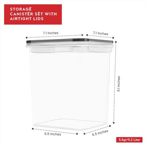 DWËLLZA KITCHEN Large Flour Sugar Storage Containers Set of 2; 175 FL. oz - 5.2L Plastic Airtight Food Storage Containers with Lids for Kitchen Pantry Organization - Food Containers, Labels & Marker - color: 02 - 5.2L (Set of 2)