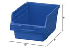 Akro-Mils 30080 ShelfMax Plastic Nesting Shelf Bin Box, 12-Inch L by 8-Inch W by 6-Inch H, Blue, Case of 8 - color: Blue
