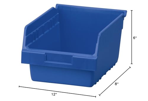 Akro-Mils 30080 ShelfMax Plastic Nesting Shelf Bin Box, 12-Inch L by 8-Inch W by 6-Inch H, Blue, Case of 8 - color: Blue