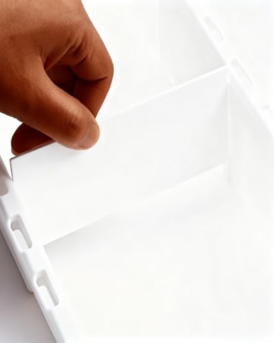 Deep Drawer Organizer Office, Expandable Storage Trays with Adjustable Dividers, 18.11” White Plastic Storage Tray for Office Supplies, Kitchen,Bathroom,Junk & Tool Drawers, Makeup - 2 Pack