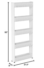 Slim Rolling Storage Cart - 5-Tier Utility Cart with Wheels for Bathroom, Kitchen, and Laundry Room - Bathroom Shelves by Lavish Home (White) - size: 5-Tier
