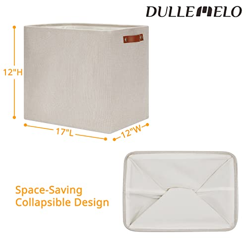 DULLEMELO Fabric Storage Basket, Large Storage Bin for Organization, Closet Storage Bins for Clothes Blankets Nursery Shelves, Collapsible Storage Container Box with Handles(Cream) - color: Beige, size: Large-17"x12"x15"