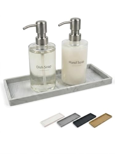 Spacewiser Countertop and Vanity Tray - 11.7" Silicone Bathroom Tray Countertop, Dish Soap Trays for Kitchen Counter, Sink Organizer Accessories Caddy, Toilet Laundry Shower Makeup Mat Oil Holder - color: Marble Design, size: Large 11.7”