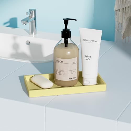 Vanity and Bathroom Tray, 7.7" ABS Countertop Organizer,Waterproof Vanity Tray for Toilet Tank,Perfume,Soap,Keys,Bathroom Accessories,Kitchen and Bath Trays,Non Slip Small Trays,Gold - color: Gold, size: 7.7" x 4" x 0.7"