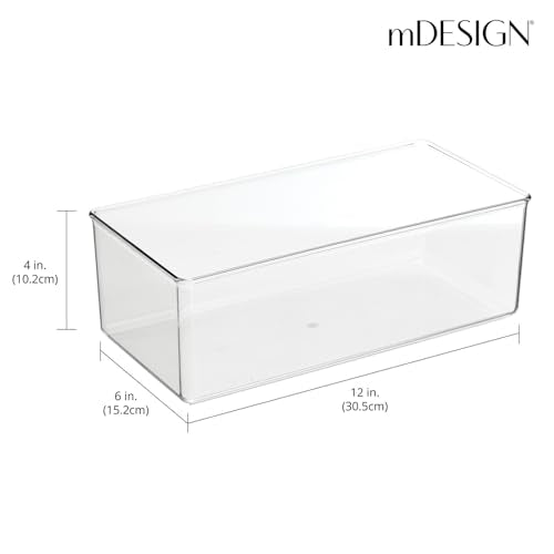 mDesign Long Plastic Drawer Organizer Box, Storage Organizer Bin Container; For Closets, Bedrooms, Use for Leggings, Socks, Ties, Jewelry, Accessories - Lumiere Collection - 6 Pack - Clear - size: 12 x 6 x 4 (Pack of 6)