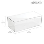 mDesign Long Plastic Drawer Organizer Box, Storage Organizer Bin Container; For Closets, Bedrooms, Use for Leggings, Socks, Ties, Jewelry, Accessories - Lumiere Collection - 6 Pack - Clear - size: 12 x 6 x 4 (Pack of 6)