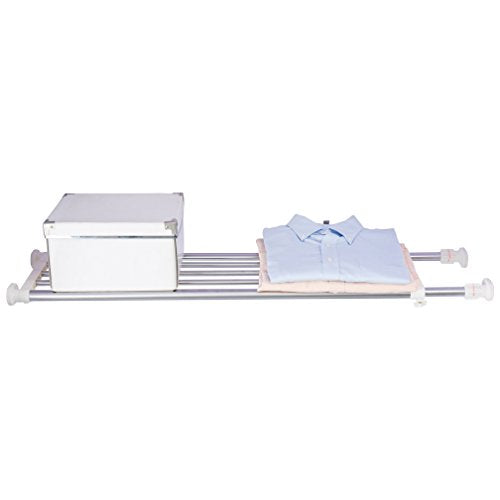 Hershii Expandable Closet Tension Shelf Rod Adjustable Storage Rack Heavy Duty DIY Organizer Divider for Wardrobe Cupboard Kitchen Bathroom - size: 82-117.5cm/32.28-46.25inches