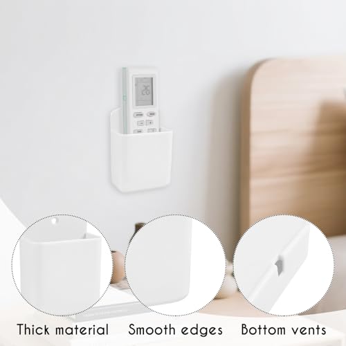 2 Pack White Remote Control Holder, Self adhesive Wall Mount Storage Box for TV and Air Conditioner Remote Controls, Pen Holder Organizers and Accessories for Home Office School - color: Set of 2-White