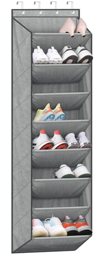 SLEEPING LAMB Over The Door Shoe Organizer for Closet with Large Deep Pockets, Narrow Shoe Rack for Door Hanging Boots Storage, Grey - color: Grey, size: 64.5''