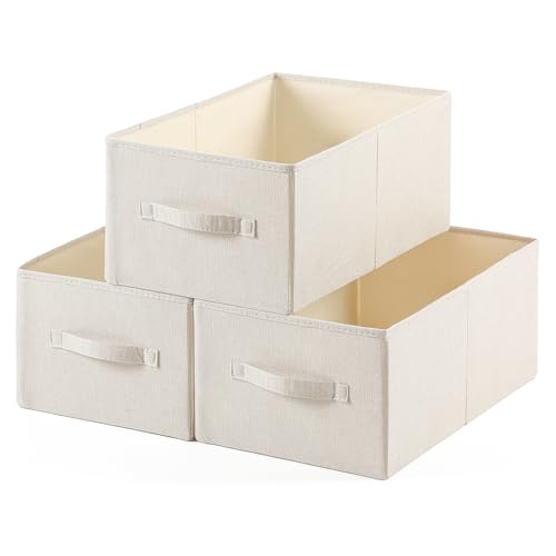 linen closet organizers and storage, Large Storage Baskets, washable, clothes organizer with handle, sweater organizer for closet (Beige, 15¾"x11¾ x9¾) - color: Beige, size: 15¾"x11¾" x9¾"