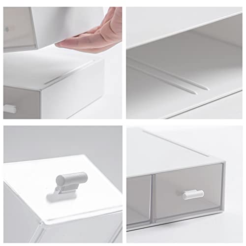 Desk Organizer-Stackable Storage Drawers, Plastic Compact Desk Storage Box Perfect for Collection Small Item/Cosmetic Office Organizer - 3 drawers (White) - size: 9*6.5*2inch - 3 Compartment
