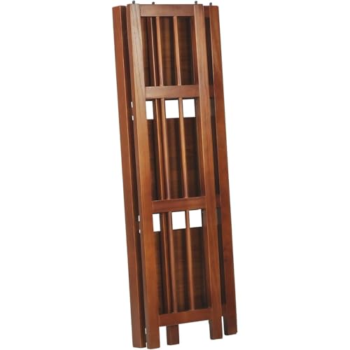 HomeStock 3-Shelf Stackable Folding Office Wood Furniture Bookcase, Contemporary Home and Office Furniture, Sturdy Wooden Shelving Storage Mahogany/14 inch - color: Mahogany, size: 14 inch