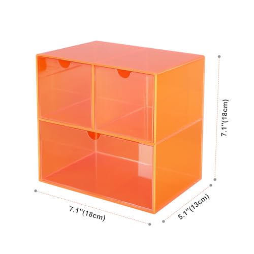 Gelite Desk Organizer with 3 Storage Drawers for Makeup Office Acrylic Desktop Drawer Organizer for Vanity Office Organization and Storage Box, Neon Orange - color: Neon Orange