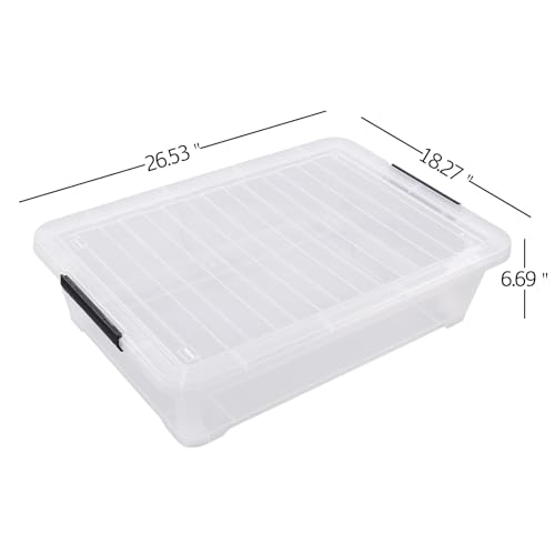 40 Quart Clear Plastic Underbed Storage Container, Wheeled Latching Storage Box for Shoes, Bags, Clothes, Set of 3 - size: 40 Quart