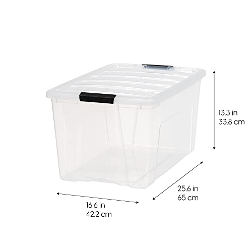 IRIS USA 2-Pack Storage Bins with Lids, 72 Quart, Made in USA Stackable See-Through Organizing Solution Latches Durable Nestable Containers Secure Pull Handle, BPA-Free Plastic - color: Clear, size: 72 Qt, style: 2 Pack