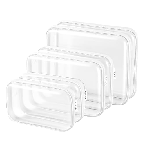 CoiiJoii 6PCS Clear Zipper Pouches, Small Christmas Item Storage Bins, Zippered Hard Pouch Double, Portable Makeup and Cosmetic Bag, Storage Organizer Bins, Hard Plastic Case, Clear Zipper Bags - size: SML-6PCS