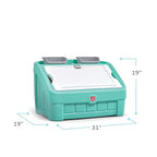 Step2 2-in-1 Toy Box & Art Lid, Kids Toy Storage Bin & Organizer, Easel & Chest in One, Made of Durable Plastic, For Toddlers 2+ Years Old, Mint - color: Mint